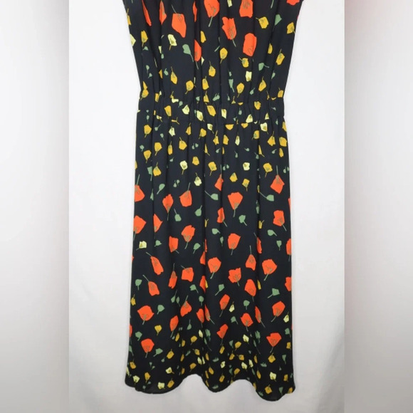 Banana Republic Black California Poppy Floral Print High Neck Midi Dress - Picture 4 of 9